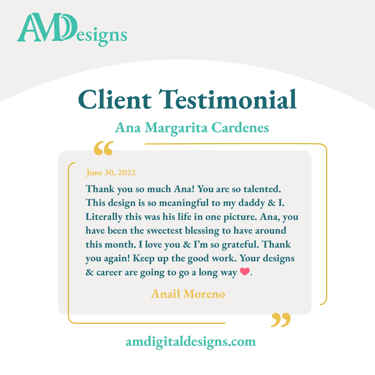 Client review and testimonial post
