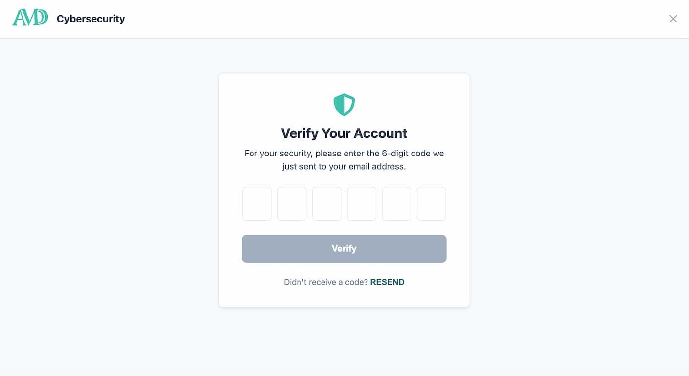 Account verification interface with expiring tokens
