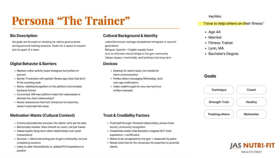 User persona 2: The Independent Trainer