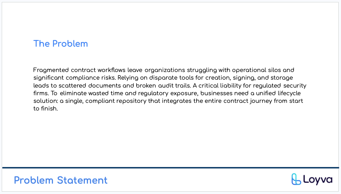 Problem statement diagram for security contract management